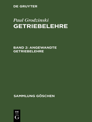 cover image of Angewandte Getriebelehre